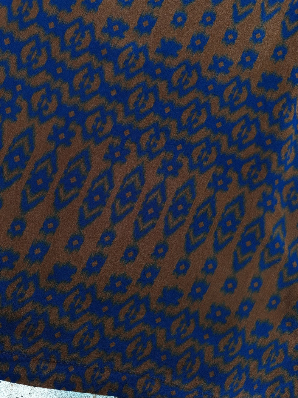 Gold Hawk Off Shoulder Silk Cami Top Brown Navy Ikat Print - L - Picture 5 of 6